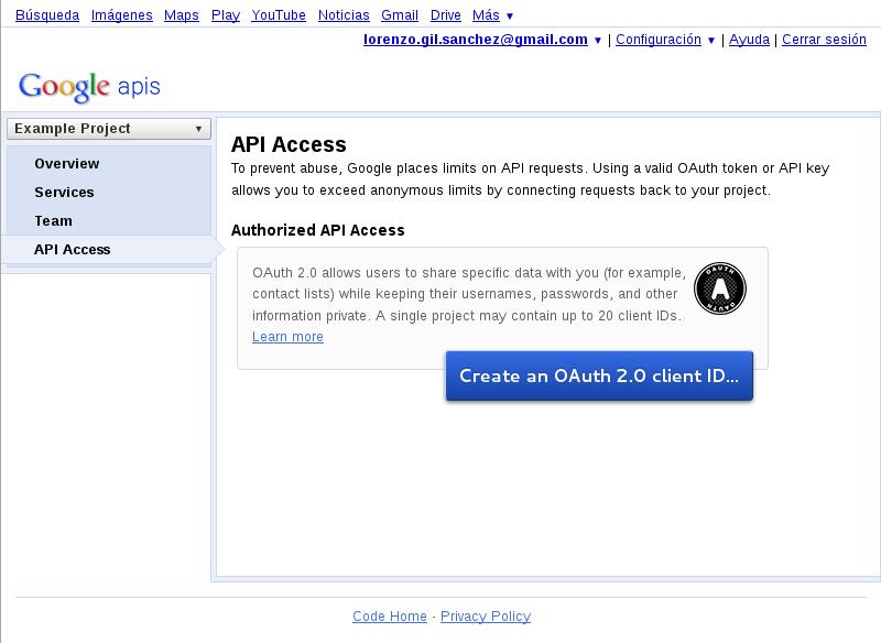 API Access page.